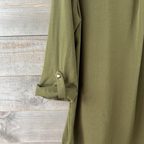 Rebecca Malone Womens Blouse 3/4 Sleeve Zip Neck Pockets Versatile Modern Large - Picture 5 of 6